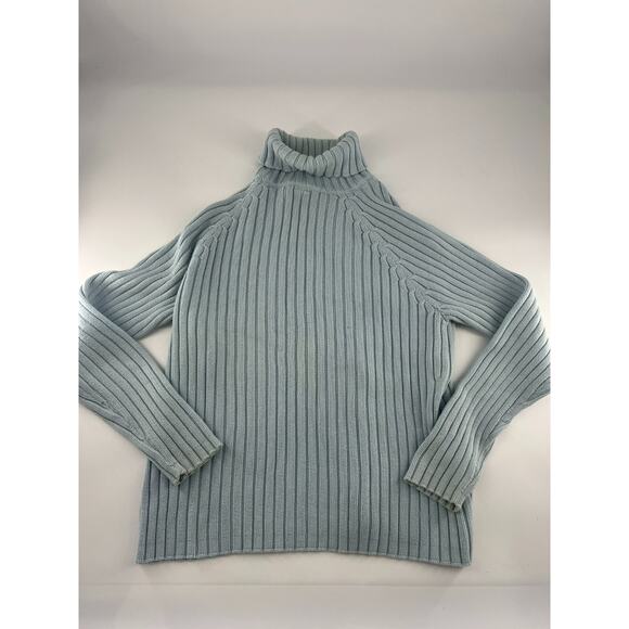 Vintage Gap Sweater Womens Large Light Blue Knit Turtleneck Y2K Long Sleeve - Picture 1 of 10